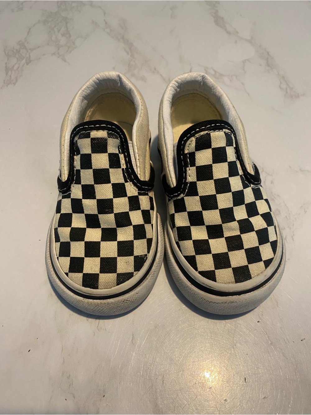 Vans Kids Slip-On Checkerboard Canvas Sneakers - Black & White